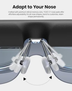 AR Glasses with Ultra-Bright Display, Built-in Stereo Speakers, Adjustable Myopia Correction, 118-Inch Virtual Mega... — Smart Glasses, TOZO