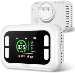 Carbon Monoxide, Natural Gas, and Smoke Detector with Temperature and Humidity Monitoring — Air Quality Monitor, TUIKEN