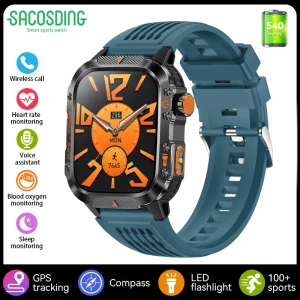 Military GPS Smart Watch for Men with Bluetooth Calling, LED Flashlight, Compass, and Sports Modes — Smart Watch, SACOSDING