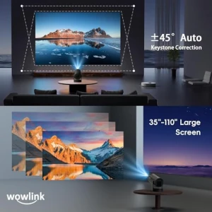Mini Projector with WiFi 6 and Bluetooth 5.4 Support 4K 1080P Auto Keystone 180° Rotatable — Smart Projector, wowlink