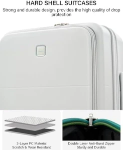20 Inch Expandable Carry On Luggage with Cup Holder — Smart Luggage, Hanke