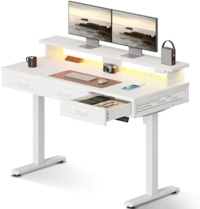 Electric Standing Desk with 3 Wooden Drawers — Standing Desk, OffiGo