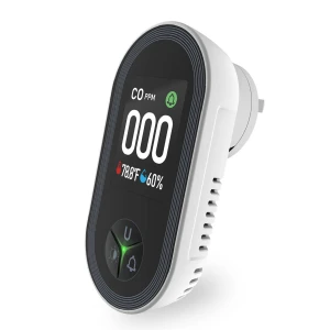 3-in-1 Plug-in Carbon Monoxide Detector with Temperature & Humidity Sensor — Air Quality Monitor, MOES