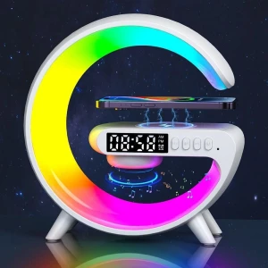 3-in-1 Wireless Charger with Bluetooth Speaker and Ambient Light — Desk Lamp, Popular House