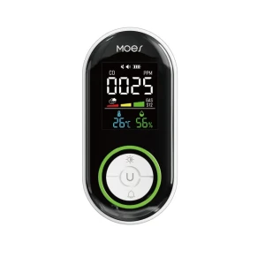 5-in-1 Plug-in Multi-Gas & Smoke CO Detector with Temperature/Humidity Sensor and Digital Display — Air Quality Monitor, MOES