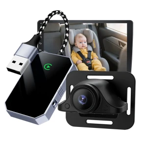 Car Baby Camera with Wireless CarPlay Android Auto Adapter — Dash Cam