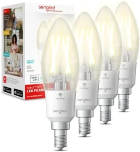Smart Candelabra LED Bulb, Dimmable Chandelier Light Bulbs, 5W (40W Equivalent) 450LM, 4 Pack — Smart Light Bulb, Sengled