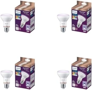 Smart Wi-Fi Connected LED R20 Light Bulb 4-Pack, Frosted Color, Dimmable, E26 Medium Base — Smart Light Bulb, Philips