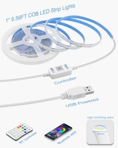 Bluetooth USB RGB COB LED Strip Lights 6.56FT with Remote Control — LED Strip Lights, Samsion