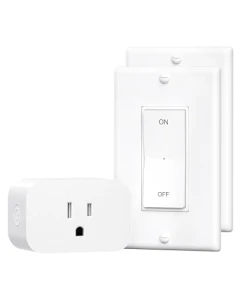 Remote Control Outlet with Wall Mounted Light Switch — Smart Plug, DEWENWILS
