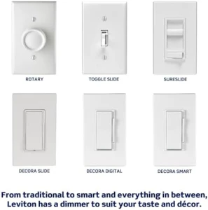 Decora Slide LED Advanced Dimmer Switch for 150W Dimmable LED, Halogen and Incandescent Bulbs and Fixtures — Smart Switch, Leviton