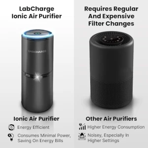 Small Ionic Air Purifier for Home & Bedroom – Silent HEPA Filter – Covers 250 Sq Ft – For Pet Hair, Smoke, Dust, Odors &... — Air Purifier, Lab Charge