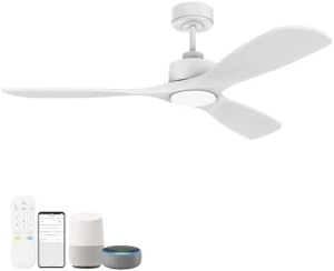52" Wood Smart Ceiling Fan with Lights Remote — Smart Fan, Hoenofly