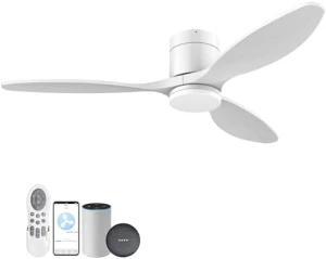 Wood Smart Ceiling Fan with Light and Remote — Smart Fan, cumilo