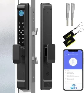 Mortise Sliding Glass Door Lock with Smart Fingerprint Code Keypad RFID Remote App — Smart Lock, Anweller