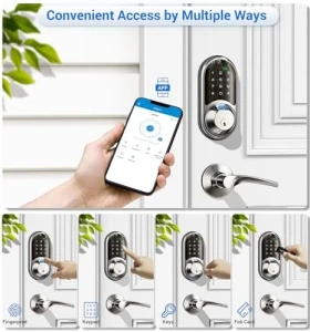 Smart Lock for Front Door, 2 Lever Handles, Fingerprint Keyless Entry, App Control Biometric Door Lock Set, Touchscreen... — Smart Lock, Veise