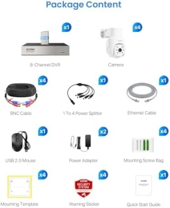 5MP Wired Security Camera System with Pan/Tilt 360° View — Security Camera, ZOSI