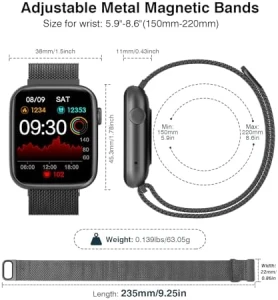 Smart Watch with Blood Pressure, 1.9" HD Full Touch Screen, Fitness Tracker — Smart Watch, EarlySincere