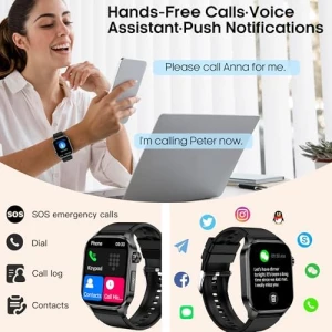Smart Watch with Bluetooth Calls, Health Monitor & 150+ Sports Modes — Fitness Tracker, VOKOWOBO