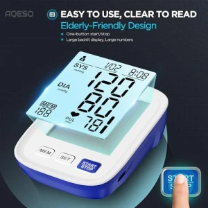 Upper Arm Electronic Blood Pressure Monitor, 9-17 Inches Cuff, Accurate Automatic Digital BP Machine, Large Backlit... — Blood Pressure Monitor, AQESO