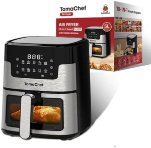 Air Fryer 10-in-1, 5.3QT Compact Oil Free Cooker with Visible Window — Air Fryer, TomaChef
