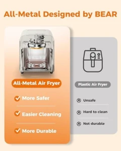 Air Fryer, 6.4Qt Stainless Steel with 8 Presets — Air Fryer, Bear