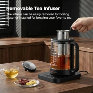Electric Kettle with Temperature Control, 1.8L, Glass, Removable Infuser — Electric Kettle, Narcissus