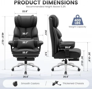 Big and Tall Leather Gaming Chair with Footrest — Smart Chairs, BestGlory