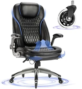 Ergonomic Computer Desk Chair, High Back Leather Chair with Padded Flip-up Arms, Swivel Home Office Chair Upgraded... — Smart Chairs, COLAMY