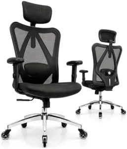 Ergonomic Office Chair with Rollerblade Wheels - High Back Breathable Mesh, 4D Lumbar Support, Memory Foam Seat — Smart Chairs, Duramont