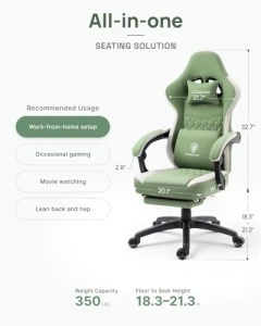 Breathable Fabric Gaming Chair with Gel Pad and Footrest — Smart Chairs, Dowinx
