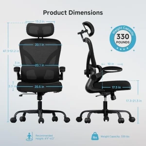 Ergonomic Office Chair with Lumbar Support & Headrest — Smart Chairs, PKPT