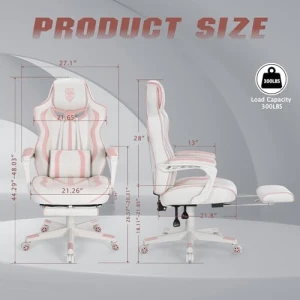 Gaming Chair for Girls with Footrest and Massage — Massage Chairs, Vonesse