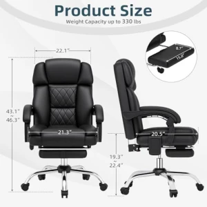 6-Point Massage Office Chair with Heat, Ergonomic Reclining Desk Chair with Footrest, PU Leather Executive Chairs for... — Massage Chairs, HOMREST