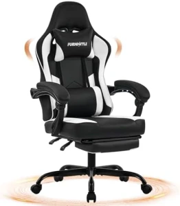 Gaming Chair Big and Tall, Green Leather with Footrest, Padded Linkage Armrests & Large Headrest — Smart Chairs, Furnistyle