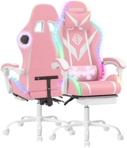 Gaming Chair with Massage, Bluetooth Speakers, RGB Lights and Footrest — Smart Chairs, VANSPACE