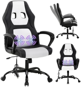 Gaming Chair With Massager, Ergonomic Office Video Gaming Computer Leather Desk Racing, Comfy Massage Silla Gamer for... — Smart Chairs, Capacmkseh