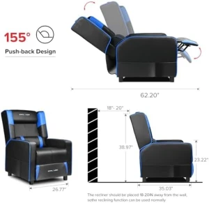 Gaming Recliner Chair for Living Room Racing Style Single PU Leather Gaming Sofa for Adults Modern Game Recliners... — Massage Chairs, GTPLAYER