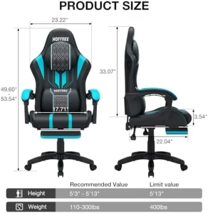 LED Gaming Chair with Speakers and Massage — Smart Chairs, HOFFREE