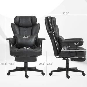 Massage Executive Office Chair with 6 Vibration Points, Heated, Foot Rest, Lumbar Support — Smart Chairs, HOMCOM