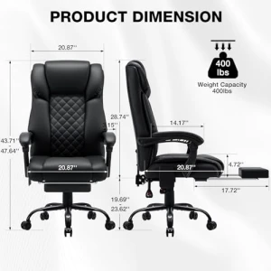 Massage Office Chair with Heat, 7 Points Vibration, Ergonomic Executive Chair with Footrest — Massage Chairs, HOFFREE