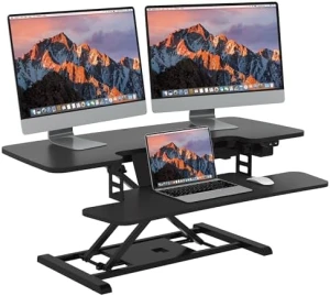 35" Electric Standing Desk Converter with Large Keyboard Tray — Standing Desk, SANODESK