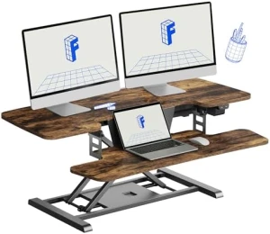 40" Electric Standing Desk Converter with Wide Keyboard Tray — Standing Desk, FLEXISPOT