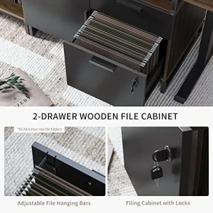 66 Inch L Shaped Standing Desk with Drawers & Shelves — Standing Desk, FEZIBO