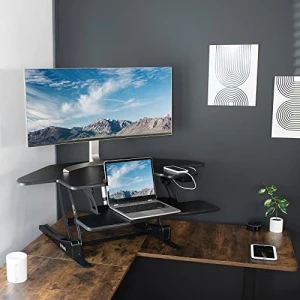 Corner Electric Height Adjustable Cubicle Standing Desk Converter — Standing Desk, VIVO