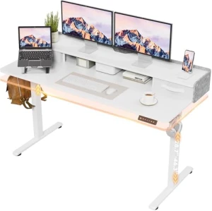 Electric Standing Desk with Drawers and Storage Shelf — Standing Desk, Furmax