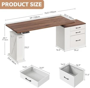 Electric Standing Desk with Drawers — Standing Desk, Homiflex