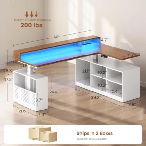 L Shaped Electric Standing Desk, 63 inch — Standing Desk, SEDETA
