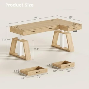 L Shaped Electric Standing Desk with Drawers — Standing Desk, SEDETA