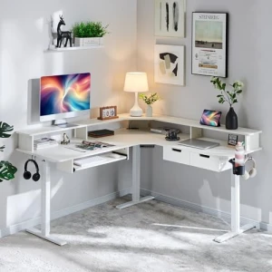 L-Shaped Electric Standing Desk — Standing Desk, RedLemon